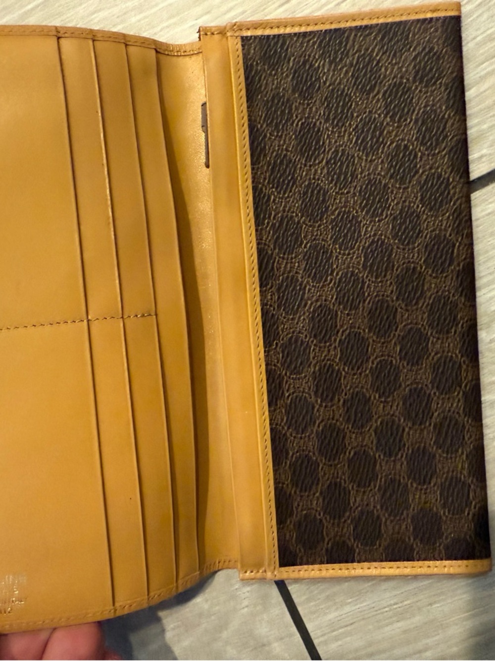 Preloved Celine Brown Signature Long Wallet with Tan Trim - Picture 11 of 16
